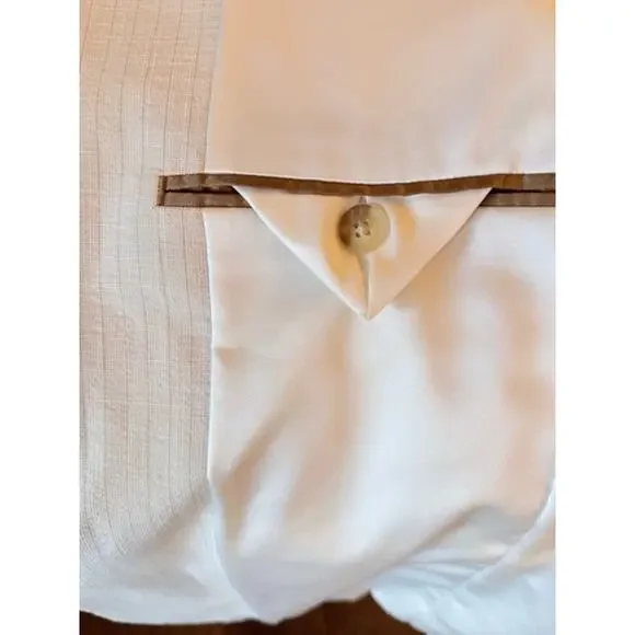 Express Extra Slim Cream Pinstripe Blazer Men’s 36S - Picture 8 of 8